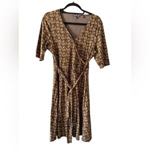 Toad & Co Floral V-Neck Wrap Dress SZ L Belted